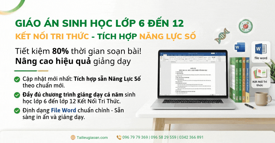 Giáo án sinh học 6 đến 12 Kết Nôi Tri Thức Tích Hợp Năng Lực Số